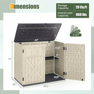 20 Cu.Ft Horizontal Resin Storage Shed with Adjustable Shelf-Beige view 7