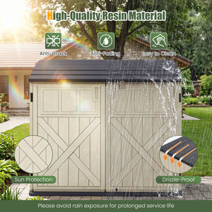 20 Cu.Ft Horizontal Resin Storage Shed with Adjustable Shelf-Beige view 9