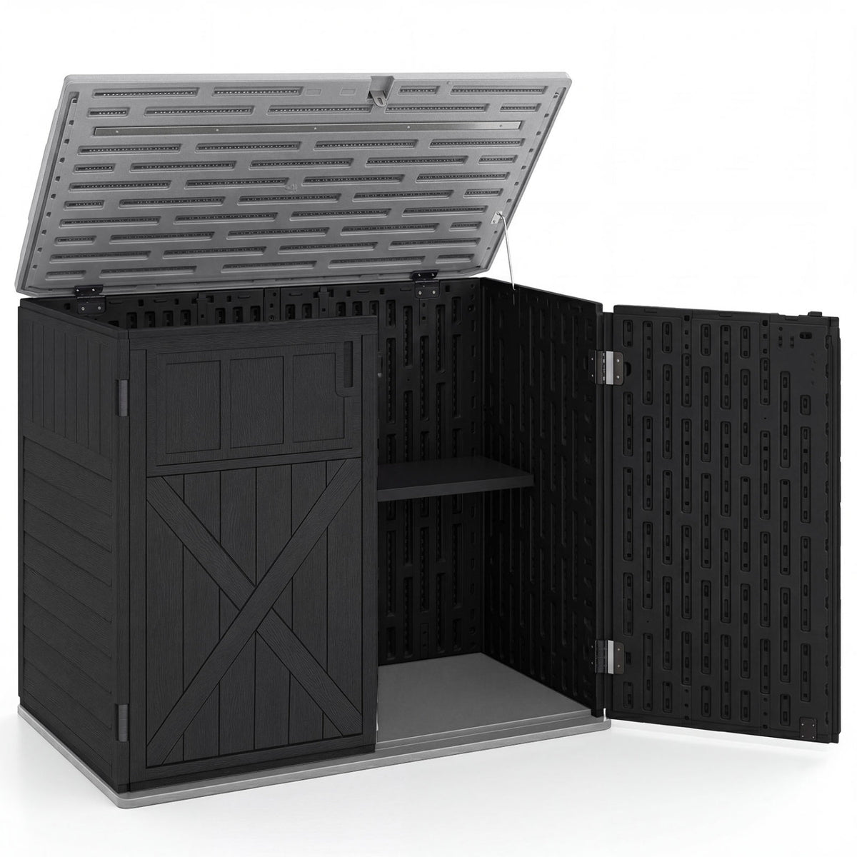 20 Cu.Ft Horizontal Resin Storage Shed with Adjustable Shelf-Black