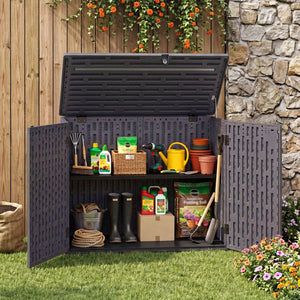 20 Cu.Ft Horizontal Resin Storage Shed with Adjustable Shelf-Brown view 3