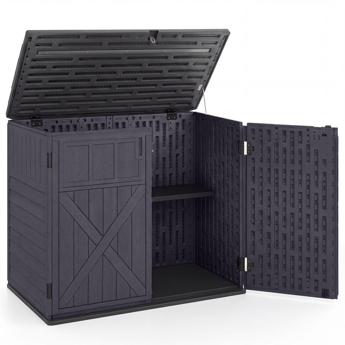 20 Cu.Ft Horizontal Resin Storage Shed with Adjustable Shelf-Brown view 4