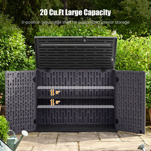 20 Cu.Ft Horizontal Resin Storage Shed with Adjustable Shelf-Brown view 6
