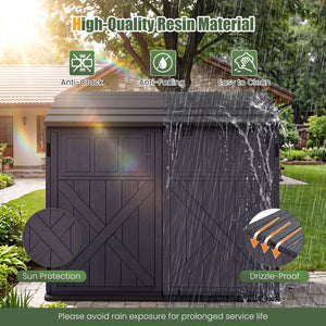 20 Cu.Ft Horizontal Resin Storage Shed with Adjustable Shelf-Brown view 7