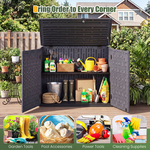20 Cu.Ft Horizontal Resin Storage Shed with Adjustable Shelf-Brown view 8