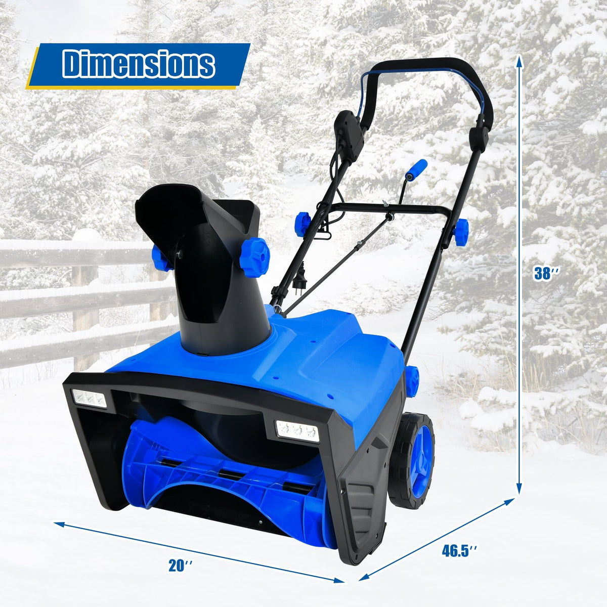20 Inch 120V 15Amp Electric Snow Thrower, with 180° Rotatable Chute-Blue view 4