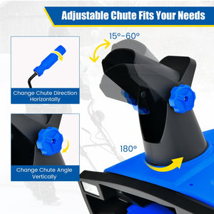 20 Inch 120V 15Amp Electric Snow Thrower, with 180° Rotatable Chute-Blue view 5