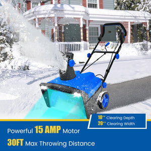 20 Inch 120V 15Amp Electric Snow Thrower, with 180° Rotatable Chute-Blue view 8