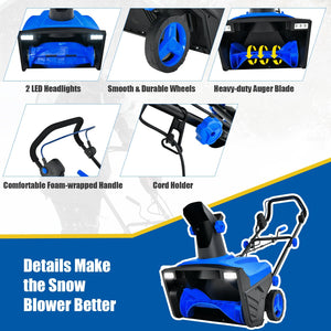 20 Inch 120V 15Amp Electric Snow Thrower, with 180° Rotatable Chute-Blue view 9