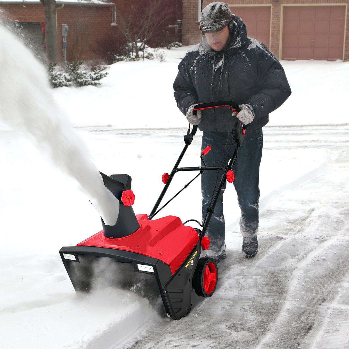 20 Inch 120V 15Amp Electric Snow Thrower with 180° Rotatable Chute-Red view 2