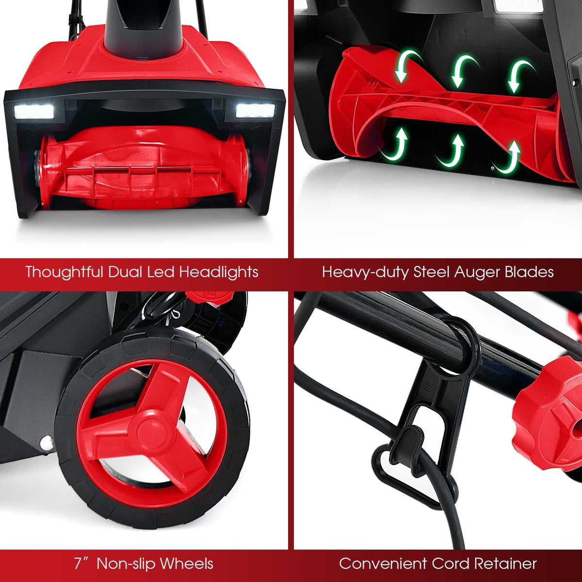 20 Inch 120V 15Amp Electric Snow Thrower with 180° Rotatable Chute-Red view 6