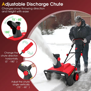 20 Inch 120V 15Amp Electric Snow Thrower with 180° Rotatable Chute-Red view 7