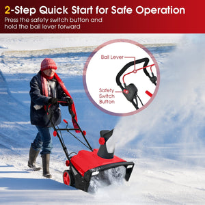 20 Inch 120V 15Amp Electric Snow Thrower with 180° Rotatable Chute-Red view 8