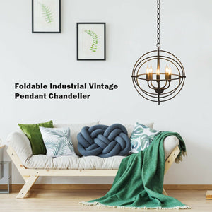 20 Inch 5 Lights Metal Chandelier with Pivoting Interlocking Rings view 6