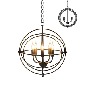 20 Inch 5 Lights Metal Chandelier with Pivoting Interlocking Rings view 7