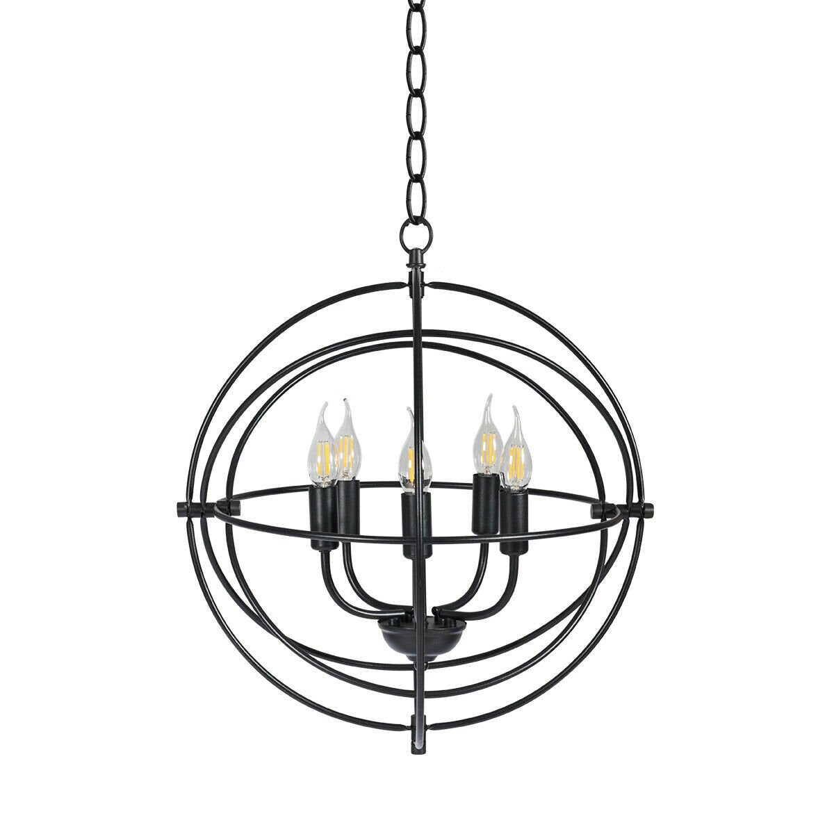 20 Inch 5 Lights Metal Chandelier with Pivoting Interlocking Rings view 8