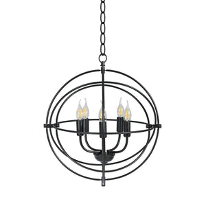 20 Inch 5 Lights Metal Chandelier with Pivoting Interlocking Rings view 8