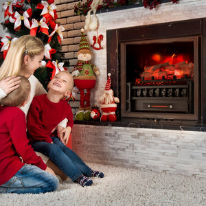 20 Inch Electric Fireplace Heater with Realistic Birchwood Ember Bed-Black view 3