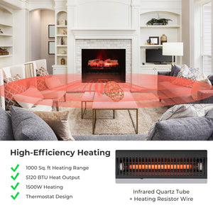 20 Inch Electric Fireplace Heater with Realistic Birchwood Ember Bed-Black view 9