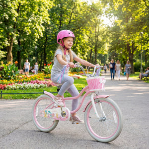 20 Inch Kids Bike Adjustable with Basket and Streamers Pink - Princess of the Sea Theme view 3