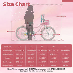 20 Inch Kids Bike Adjustable with Basket and Streamers Pink - Princess of the Sea Theme view 5