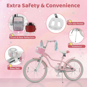 20 Inch Kids Bike Adjustable with Basket and Streamers Pink - Princess of the Sea Theme view 8