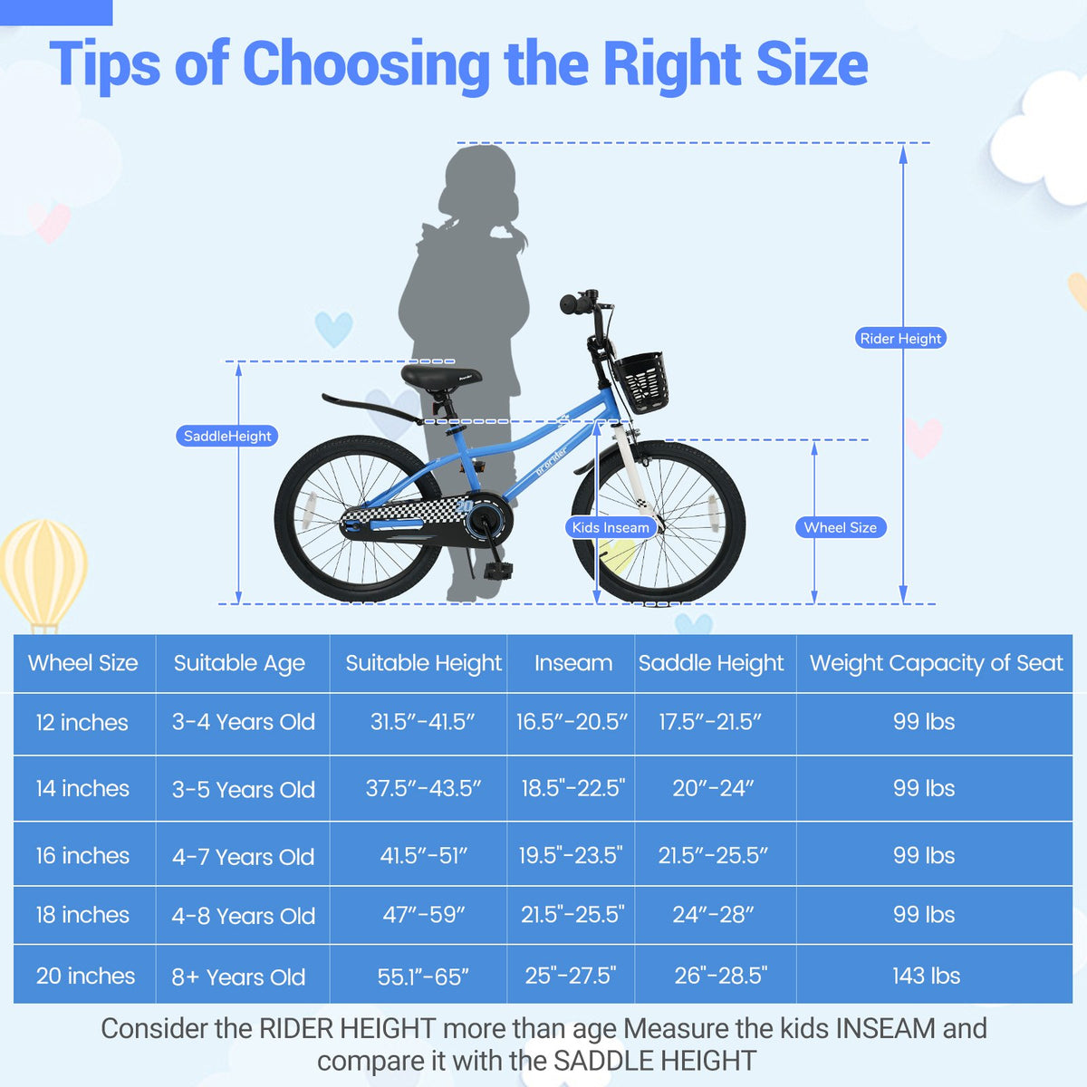 20 Inch Kids Bike Adjustable with Kickstand and Storage Basket for Aged 8+ Years-Navy view 4