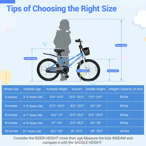 20 Inch Kids Bike Adjustable with Kickstand and Storage Basket for Aged 8+ Years-Navy view 4