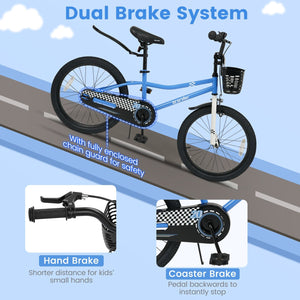 20 Inch Kids Bike Adjustable with Kickstand and Storage Basket for Aged 8+ Years-Navy view 5
