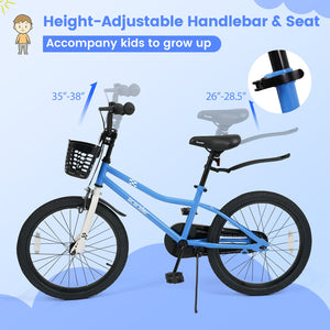 20 Inch Kids Bike Adjustable with Kickstand and Storage Basket for Aged 8+ Years-Navy view 6