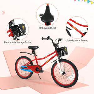 20 Inch Kids Bike Adjustable with Kickstand and Storage Basket for Aged 8+ Years-Red view 7