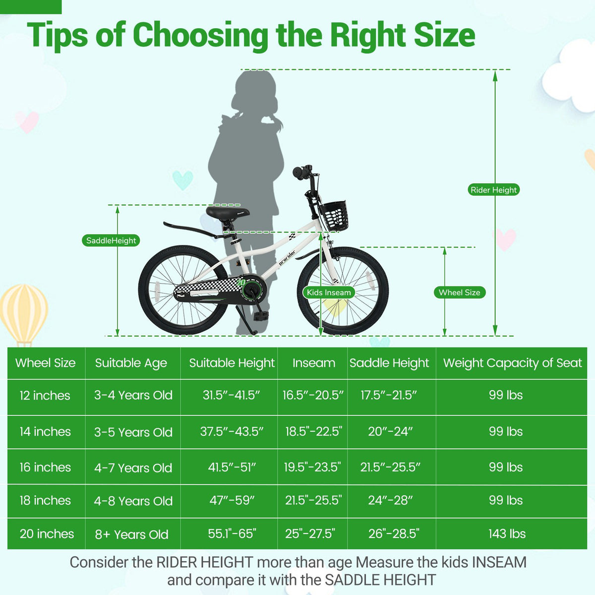 20 Inch Kids Bike Adjustable with Kickstand and Storage Basket for Aged 8+ Years-White view 4