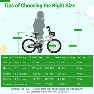 20 Inch Kids Bike Adjustable with Kickstand and Storage Basket for Aged 8+ Years-White view 4