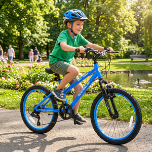 20 Inch Kids Mountain Bike Adjustable with 7 Speed and Suspension Fork-Blue view 2