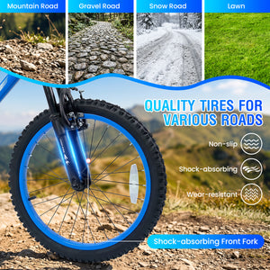 20 Inch Kids Mountain Bike Adjustable with 7 Speed and Suspension Fork-Blue view 6