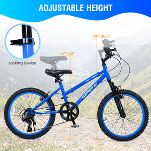 20 Inch Kids Mountain Bike Adjustable with 7 Speed and Suspension Fork-Blue view 7