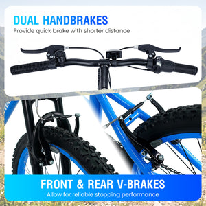 20 Inch Kids Mountain Bike Adjustable with 7 Speed and Suspension Fork-Blue view 8
