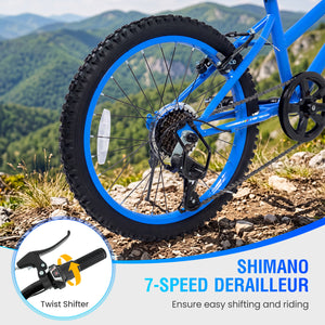 20 Inch Kids Mountain Bike Adjustable with 7 Speed and Suspension Fork-Blue view 9