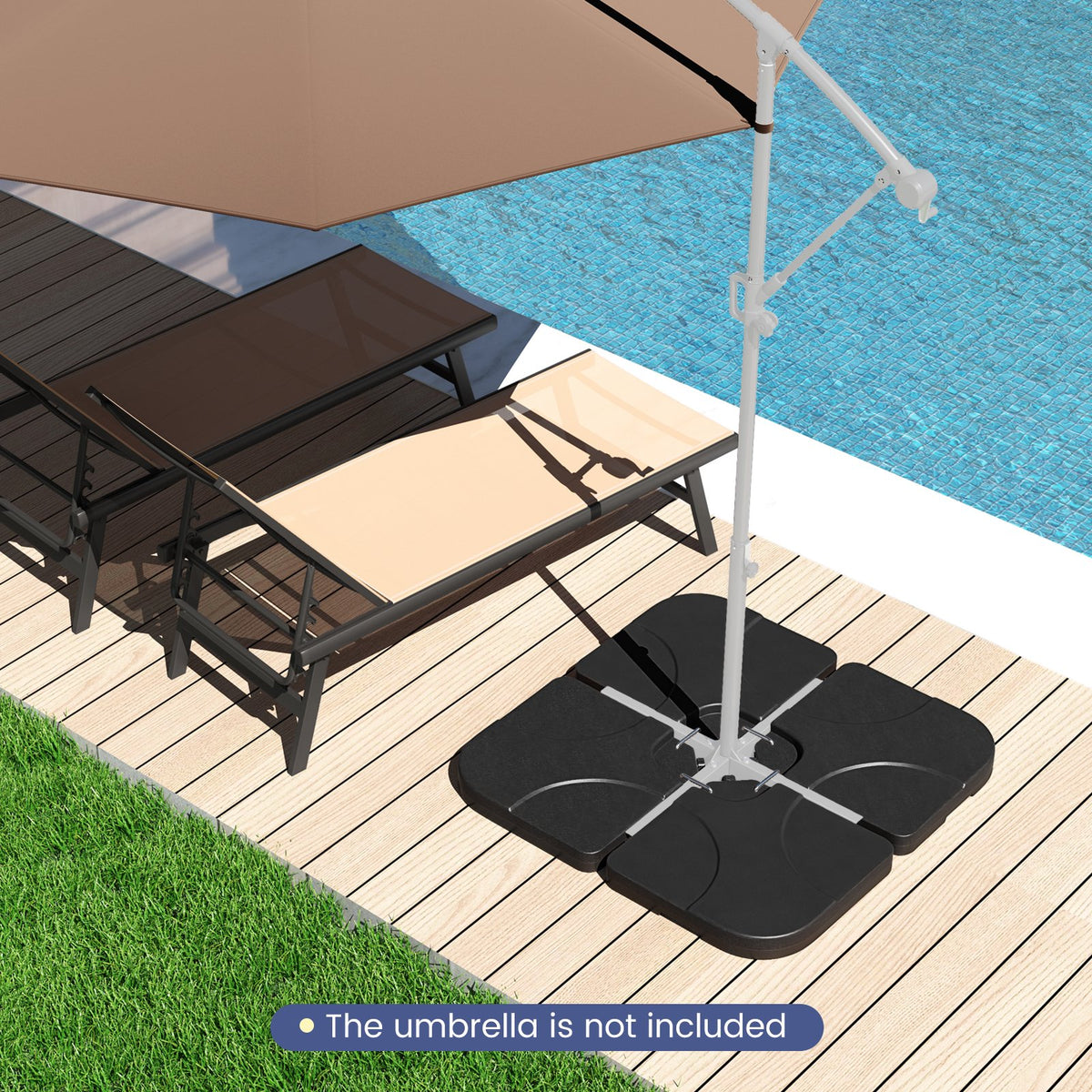 20 Inch Patio Offset Water Filled Plate Umbrella Base Sand-Black view 2
