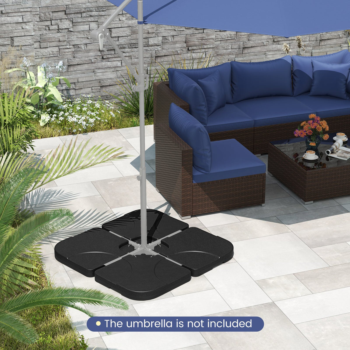20 Inch Patio Offset Water Filled Plate Umbrella Base Sand-Black view 3