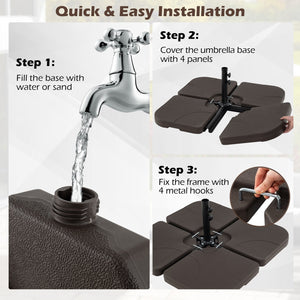 20 Inch Patio Offset Water Filled Plate Umbrella Base Sand-Coffee view 9
