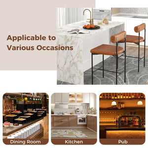 26 Inch Upholstered Bar Stools Set of 2 Counter Height Bar Chairs with, Backrest-Brown view 8
