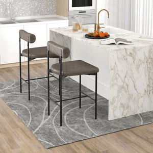 26 Inch Upholstered Bar Stools Set of 2 Counter Height Bar Chairs with, Backrest-Gray view 3