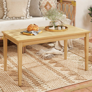 20 Inch x 35.5 Inch Outdoor Teak Wood Coffee Table with Slatted Tabletop for Balcony view 6