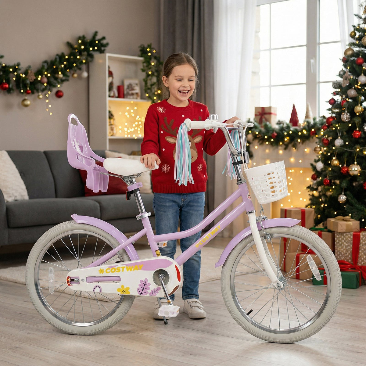 20 Inch Girls Bike Kids Bicycle with Doll Seat and Streamers for 8+ Years Old view 5