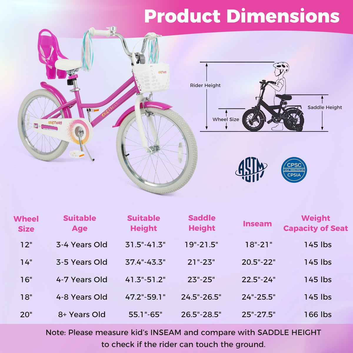 20 Inch Kids Bike with Front Basket and 2 Brake System for 8+ Years Old Rose Red view 4