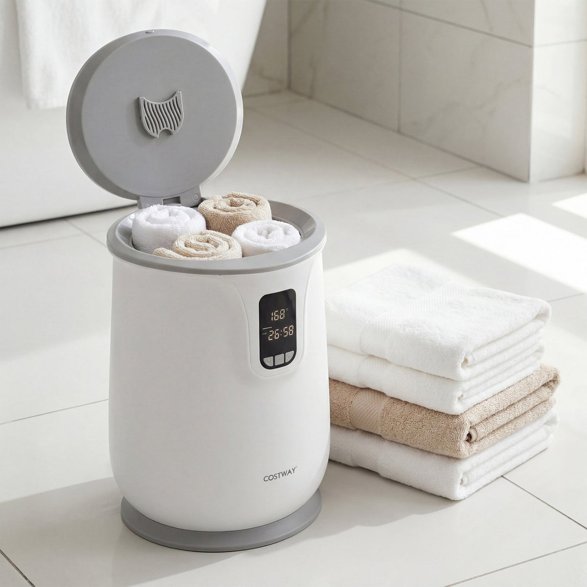 20 L Large Blanket Towel Warmer for Bathroom with 3 Heat Levels-White view 2