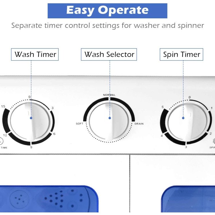 20 lbs Compact Twin Tub Washing Machine for Home view 4