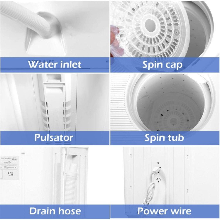 20 lbs Compact Twin Tub Washing Machine for Home view 6