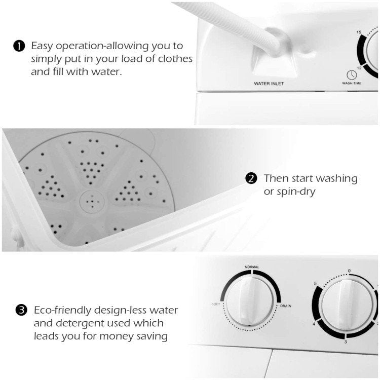 20 lbs Compact Twin Tub Washing Machine for Home view 7