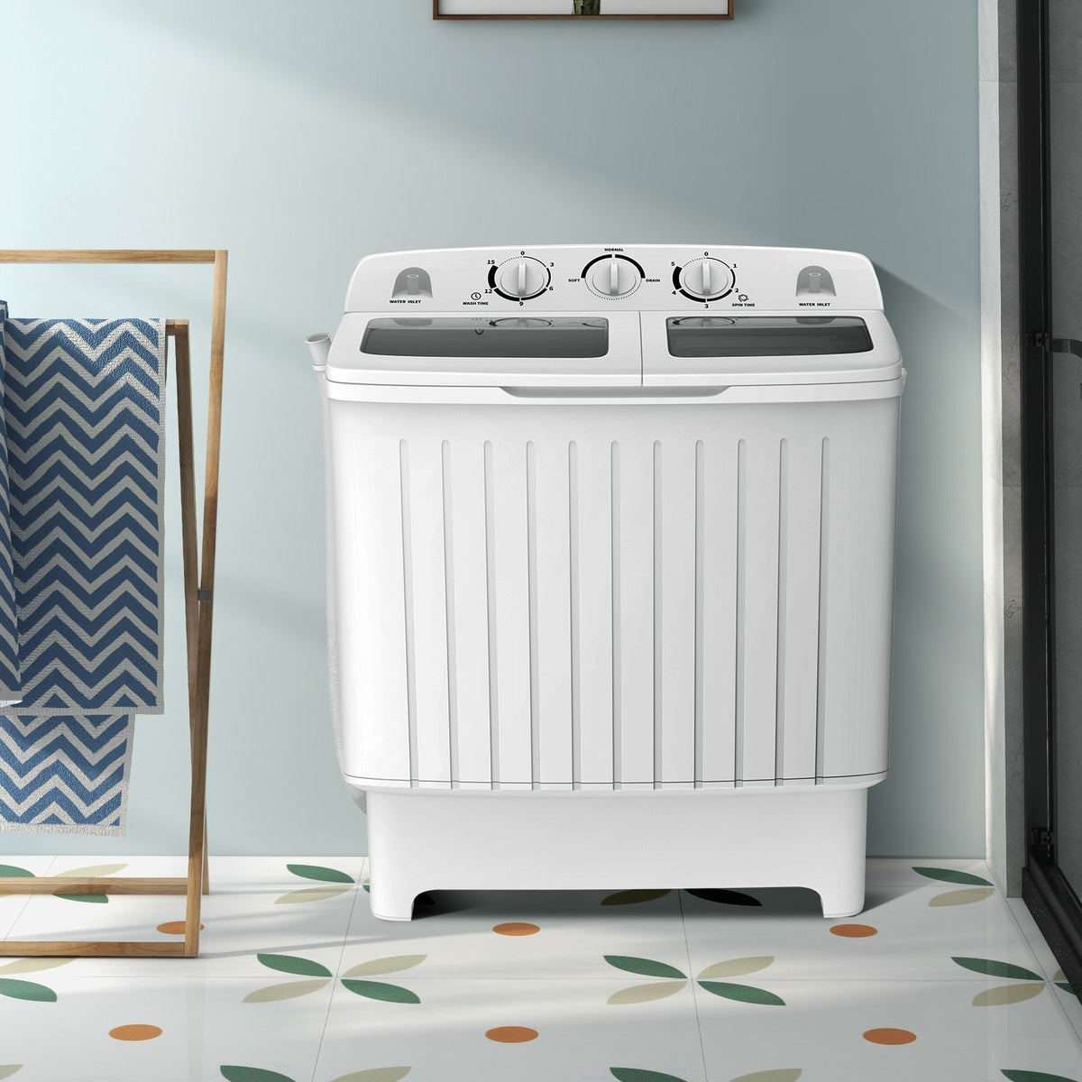 20 lbs Portable Washing Machine with Built-in Gravity Drain-Gray view 2